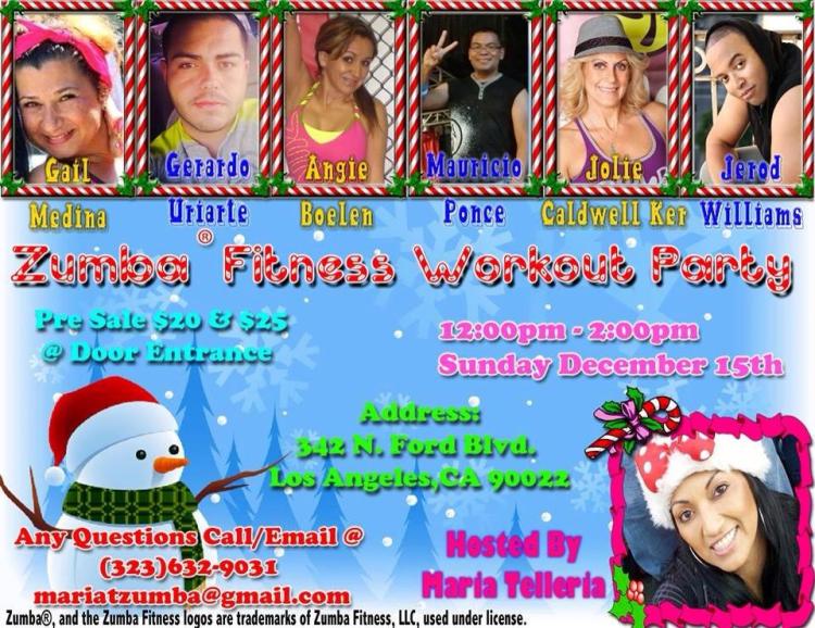 All Star Zumbathon, hosted by Maria T, will be at The Los Angeles Dance Center at 342 1/2 N. Ford Street (where the 60 and 710 meet) above Party Planet Supplies